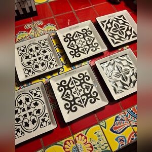 Moroccan Tile Square Plates 5" Set Of 6 Young's Inc NWT